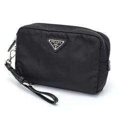 プラダ / PRADA　Re-Nylon ポーチ / コスメポーチ / トラベルポーチ　1NS021　ナイロン/サフィアーノレザー　ブラック  【中古】 商品番号 E-158190