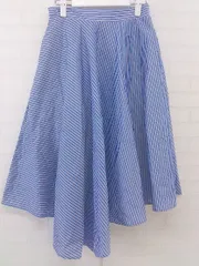 ◇ chocol raffine robe ストライプ 膝下丈 フレア スカート サイズF ブルー ピンク系 ホワイト レディース P  【中古】 【1209150005937】