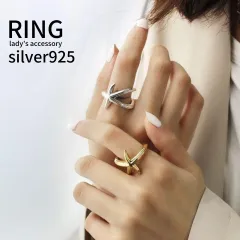 リング 指輪 海星 ヒトデ フリーサイズ シルバー925 銀 ゴールド 金属アレルギー対応 アクセサリー レディース ジュエリー ごつめ 太め 重ね付け おしゃれ