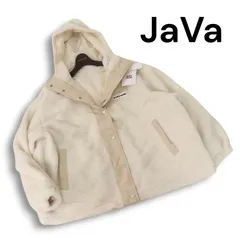 【新品 未使用】 JaVa ジャバ 秋冬 中綿 フリース ボア オーバーサイズ フーデッド ブルゾン ジャケット Sz.L レディース 白