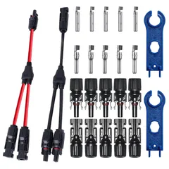 【迅速発送】GTIWUNG 1組 MC4 コネクター(Y字型) ソーラーパネル専用 MMF + FFM ブランチ Y型並列MC4コネクター 4組 セット MC4コネクター ソーラーパネル 接続ケーブル用 MC4型コネクター (オス・メス) MC4コネクタ 取り