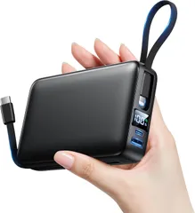 モバイルバッテリー 大容量50000mAh大容量2025年最強進化2つのケーブル内蔵】モバイルバッテリー 軽量 小型 急速充電 4台同時に充電 最大出力2.4A Type-c/Lightningケーブル内蔵一体型 LED残量表示 PSE技術認証済 安全…