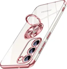 新品 Galaxy S25 用 ケース クリア リング付き Samsung ギャラクシー S25 / SC-51F / SCG31 カバー 透明 おしゃれ OURJOY スマホケース メッキ加工 ソフトケース 耐衝撃 軽量 薄型 ストラップホール付き スタンド