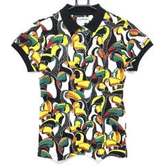 ジャックバニー 半袖ポロシャツ 黒×イエロー 鳥柄 レディース 1(M) ゴルフウェア Jack Bunny