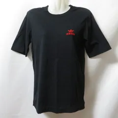 古着 レディースS adidas/アディダス デサント製 Tシャツ 半袖 スポーツMIX カジュアル ワンポイントロゴ ブラック/レッド ADS-87 fg4466
