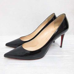 美品 Christian Louboutin 黒エナメル ハイヒール - メルカリ