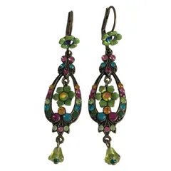 Michal Negrin(ミハエルネグリン) ピアス - ブロンズ×グリーン×マルチ フラワー