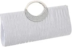 RADISSY パーティーバッグ ハンドバッグ サテン 生地 レディース( ホワイト)