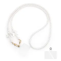 【特価セール】忘れ物防止 落下防止 ストラップ 耐久性 ストラップカード2枚付き スマホネックストラップ iphone おしゃれ 肩掛け 首掛け 斜めがけ 携帯ストラップ 女性 全機種対応 スマホストラップ レディース パール スマホショルダー [Ganve]