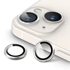 【特価セール】6.1インチ/iPhone 14 14 Plus iPhone 6.7インチ用 9H強化ガラス カメラレンズフィルム 個別の金属リングカバー HDクリア JEDirect 2枚セット (スターライト)