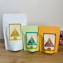 三角ティーバッグ 玄米茶20個入、深蒸し緑茶10個入、ほうじ茶10個入 ３点セット