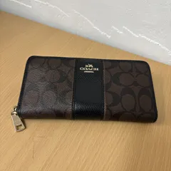 ◎COACH コーチ 長財布 シグネイチャー ブラウン ブラック レザー F52859