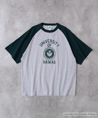 HAWAII ハワイ OVERSIZED RAGLAN T-SHIRT ビッグシルエットラグラン カレッジ Tシャツ 5.6oz　メンズ レディース カレッジ ロゴ アメカジ スポーツ ブランド
