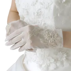ウエディング グローブ ショート レース ブライダル オーガンジー オフホワイト 日本製 ピンクレース ショートグローブ ウエディンググローブ [Y098]