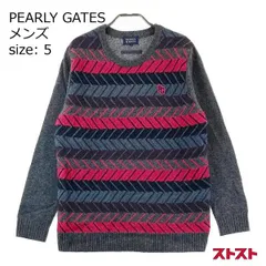 PEARLY GATES パーリーゲイツ ウール混 ニットセーター ボーダー柄 グレー系 5 [240001768391]