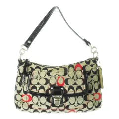 コーチ COACH ハンドバッグ ワンハンドル 2way ショルダーバッグ キャンバス レザー シグネチャー ロゴ 黒 ブラック 21623 /CK9 ■GY18