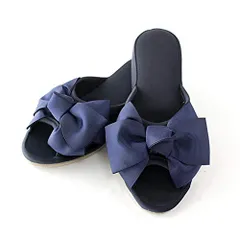 ヒールスリッパ リボン レディースM(ネイビー) [ネイビー]