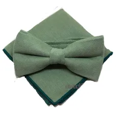 【特価商品】ミントグリーン【蝶ネクタイ＆ポケットチーフ】２点セット メンズ ワンタッチ フォーマル 柄 結婚式 二次会