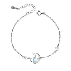 【数量限定】ブレスレット ネコ シルバー925 プラチナコーティング ジルコニアCZ 人気 猫 レディースアクセサリー 恋人 バレンタインデー 誕生日プレゼント