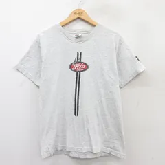 M/古着 フィラ FILA 半袖 ビンテージ Tシャツ メンズ 90s ワンポイントロゴ サッカー コットン Vネック 薄グレー 霜降り 25apr07 中古