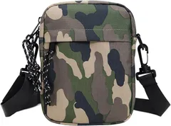 X-cross クロス サコッシュ メンズ 小さめ 縦型 ミニショルダーバッグ 軽量 ワンショルダーバッグ アウトドア ファスナー シンプル かっこいい おしゃれ ストリート ファッション(緑迷彩,  Free Size)