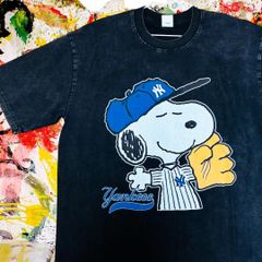 NY スヌーピー 野球ケミカルウォッシュ リプリント Tシャツ 半袖 メンズ 新品未使用 レトロ 個性的 奇抜 エモい カットソー 攻め 前衛的 衣類 トップス お洒落 ハイデザイン 新品<ニューヨーク ヤンキース Snoopy Tシャツ カットソーメンズ
