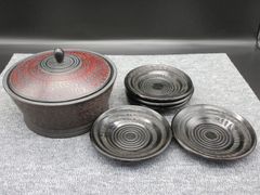香川漆器 象谷塗 茶櫃 茶托 10枚 讃岐漆器 伝統工芸品 煎茶道具 元箱付