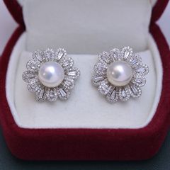 SV 天然 アコヤ パール CZ ピアス P7.5mm 4.0g 新品 - メルカリ