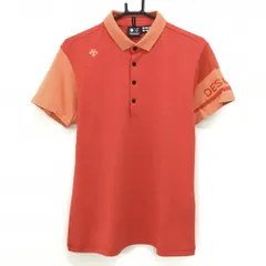 DESCENTE - 【美品】デサントゴルフ 半袖ポロシャツ レッドオレンジ系 スナップボタン 袖下裏メッシュ 中田英寿  メンズ L ゴルフウェア DESCENTE DESCENTE GOLF 【美品】デサントゴルフ 半袖ポロシャツ レッド