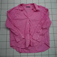◇ ⊂ ZARA ザラ ストライプ柄 カジュアル 長袖 シャツ サイズXL ピンク系 レディース E  【1509190009491】