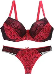 Unigrand ユニグランド ブラジャー ショーツ セット セクシー ランジェリー( レッド,  E85/XL)