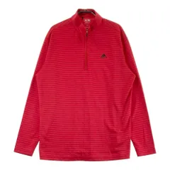 サイズ：O ADIDAS GOLF アディダスゴルフ Z96061 ハーフジップ長袖Tシャツ ボーダー柄 レッド系 [240101346960]# ゴルフウェア メンズ ストスト