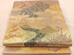 平和屋着物◎六通柄袋帯　唐織　風景花文　金糸　引箔　正絹　逸品　BAAS9530ow