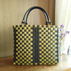 PPバンド【プラなのにきちんとバッグ】シリーズ　ワサビ×黒　Lサイズ