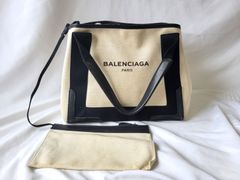 バレンシアガ ネイビーカバス ホワイト Sサイズ レディース ハンドバッグ BALENCIAGA