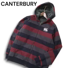 美品 Canterbury XL 刺繍ロゴ 裏ボア フード ベンチコート グレー Canterbury 新品 裏ボアパーカーXL フーディージャケット ネイビー
