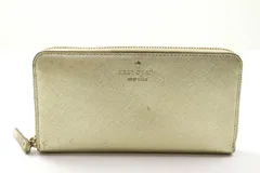 ケイトスペード 長財布 ラウンドファスナー 小銭入れあり ウォレット ブランド レディース ゴールド Kate Spade 【中古】