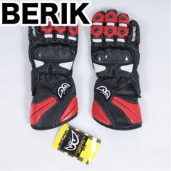 返品可◆M◆未使用 BERIK 山羊革 ゴートレザー ベリック レーシンググローブ G-214102-BK正規品ブラック◆定価2.5万円◆N888zMF レッド