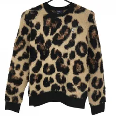 【新品】パーリーゲイツ セーター ライトブラウン×黒 レオパード柄 ファー ロゴ刺しゅう  レディース 0(S) ゴルフウェア PEARLY GATES