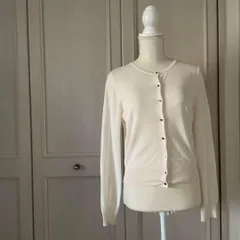 52 組曲 クミキョク カーディガン 羽織 L 無地 長袖　シンプル　シャツ ホワイト オフホワイト アイボリー 白 シロ