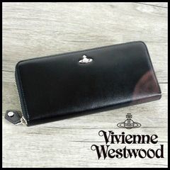 新品 ヴィヴィアンウエストウッド ラウンドジップ 長財布 黒 ADVAN(アドバン)加工 牛革 箱付 Vivienne Westwood メンズ