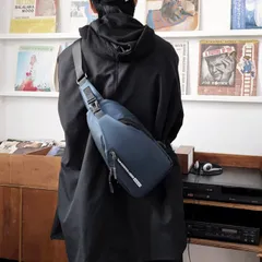 ボディバッグ ショルダーバッグ メンズ レディース クロスボディ USB充電ポート スリング ワンストラップ 斜め掛け 左右付け替え 大容量 防水 通勤通学 自転車 防犯 旅行 バイク アウトドア シンプル 斜めがけ 機能 背面メッシュ 多機能 収納 ネイビー