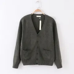 ☆ ダークグレー ☆ Mサイズ ☆ カーディガン pmyvest07 スクールカーディガン メンズ レディース 男子 女子 カーディガン 綿 コットン カーデ ニット スクール 学校 学生 制服 秋冬 春 Vネック スクールセーター 中学生 中学校