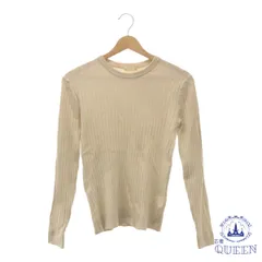 ☆美品☆ GU ジーユー トップス カットソー ニット ラウンドネック シンプル おしゃれ 綺麗め 長袖 レディース ベージュ M 901-15442 送料無料 古着