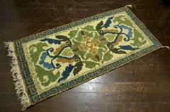 上海シルク段通 約240×245cm 松鶴牌 手織り 中国絨毯 未使用保管 大判