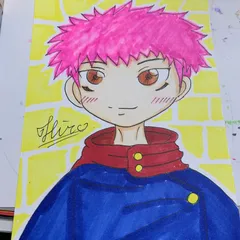 呪術廻戦　虎杖悠仁　ファンアート　手描きイラスト