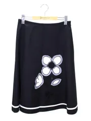 エムズグレイシー 817363 スカート 40 ブラック フラワーモチーフ スパンコール チュール フレア IT0OM2JA3M1O