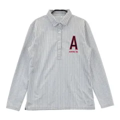 サイズ：M ADIDAS GOLF アディダスゴルフ N68208 長袖ポロシャツ ストライプ柄 グレー系 [240101403174]# ゴルフウェア レディース ストスト