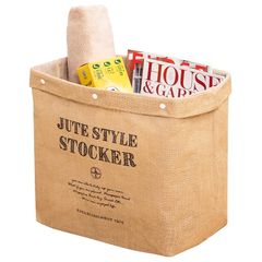 アストロ 収納ケース ナチュラル ジュート 麻 マガジンラック 新聞 ペットボトル ストッカー ゴミ箱 内側撥水 603-15 1