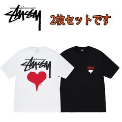 新品 未使用 STUSSY STOCK HEART TEE Tシャツ 男女兼用 黑+白 2枚